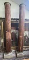 Pair of very tall wooden columns - Approx height: 252cm