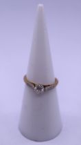 18ct gold diamond solitaire ring - Size J