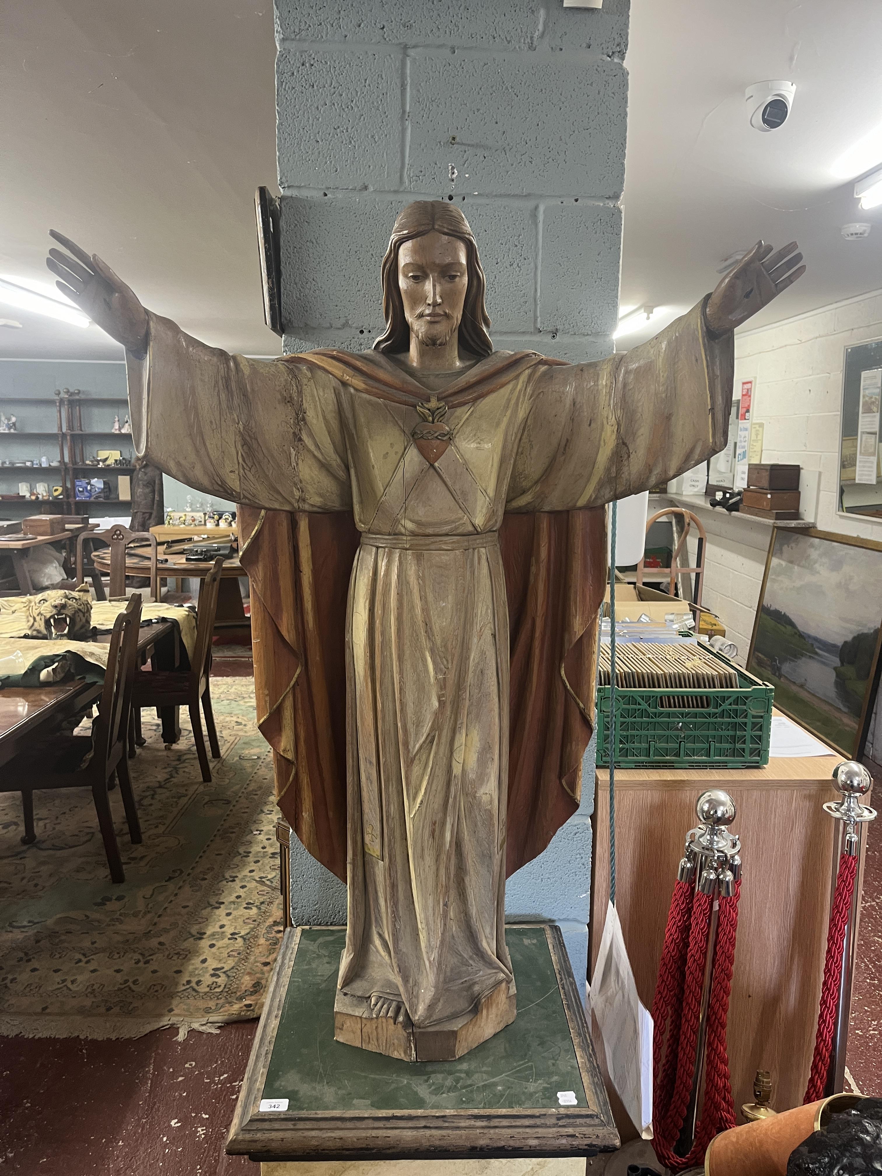Large polychrome Christ on plinth - Approx overall height: 192cm - Image 2 of 4