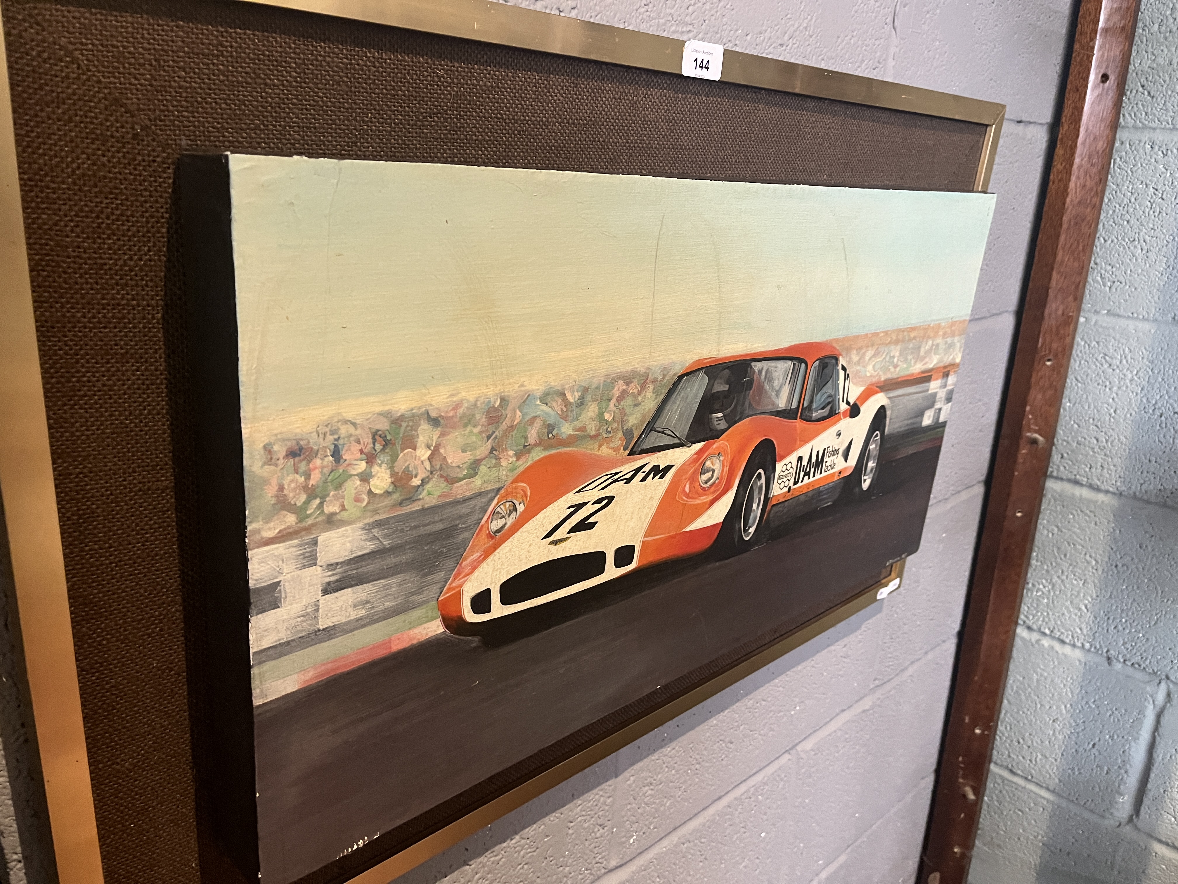 Framed oil on canvas of a Chevron B8 racing car signed D Troughton '83 - Approx 86cm x 53cm - Image 2 of 3