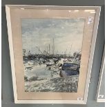 Pencil and ink by Denis James - The Blue Boat, Brixham 1976 - Approx image size: 36cm x 48cm