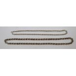 2 silver rope necklaces