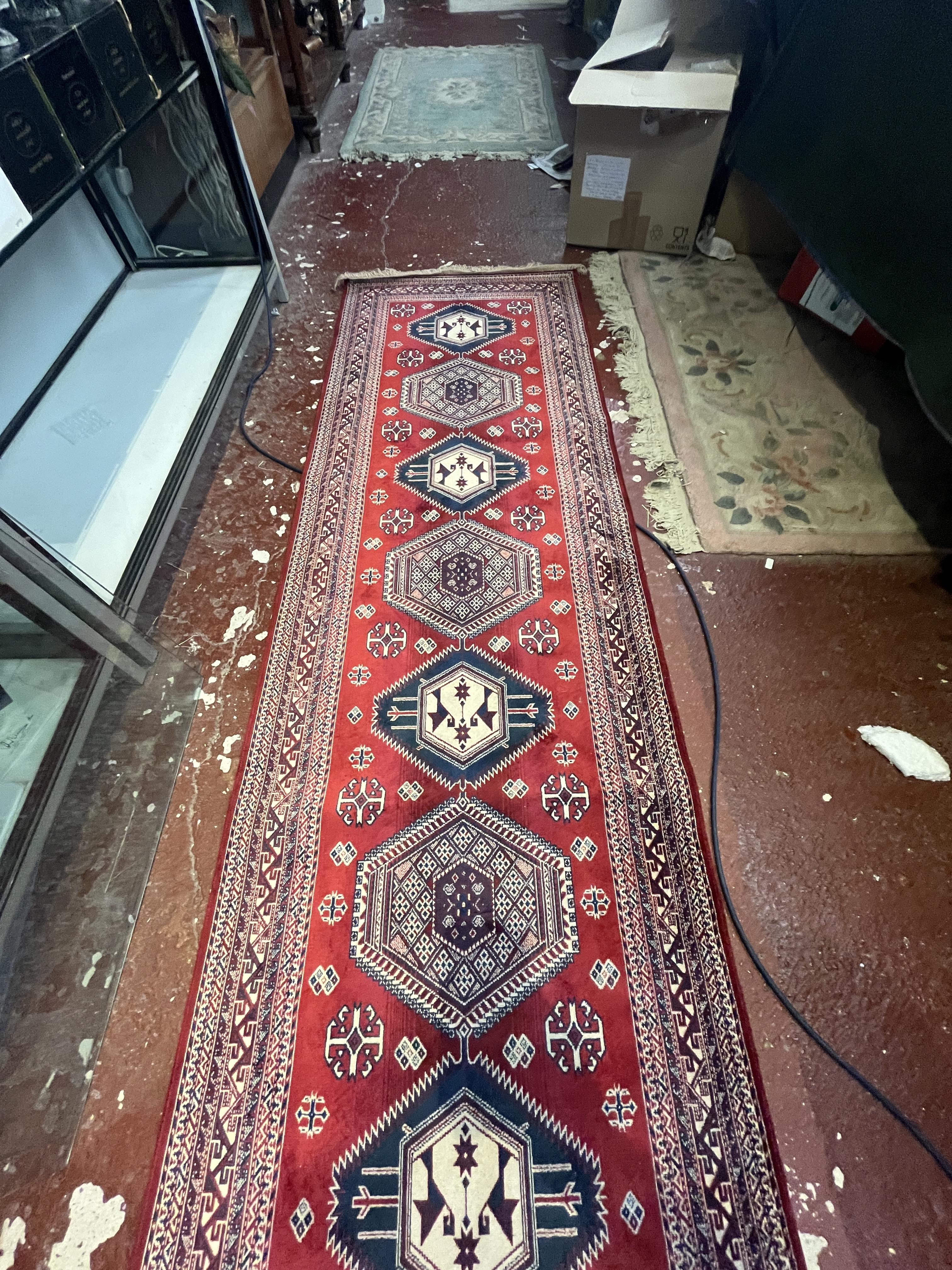 Belgian red pattered runner - Approx 230cm x 68cm - Image 3 of 4