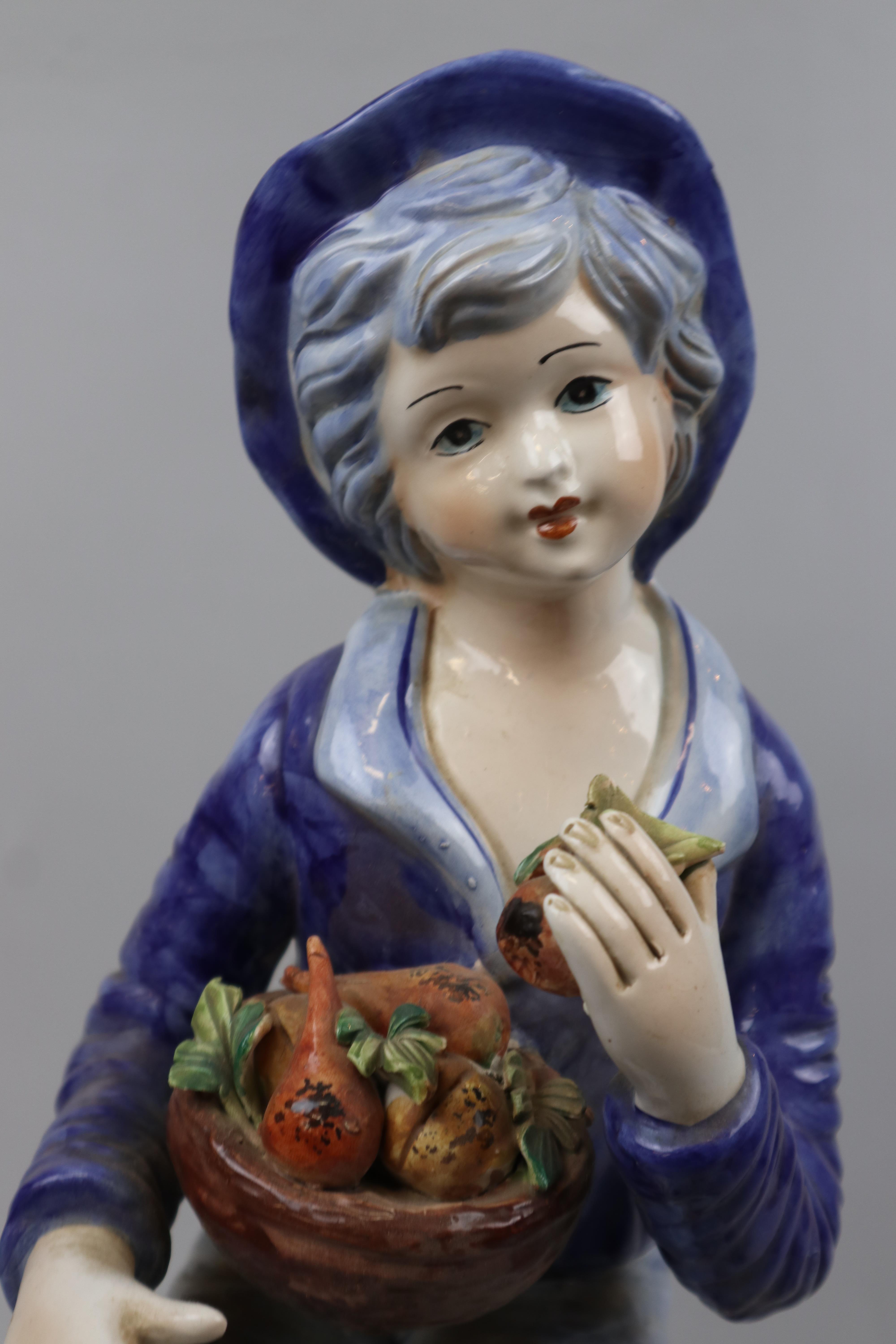 Large ceramic Capodimonte figure of a boy - Approx height: 45cm - Image 3 of 5