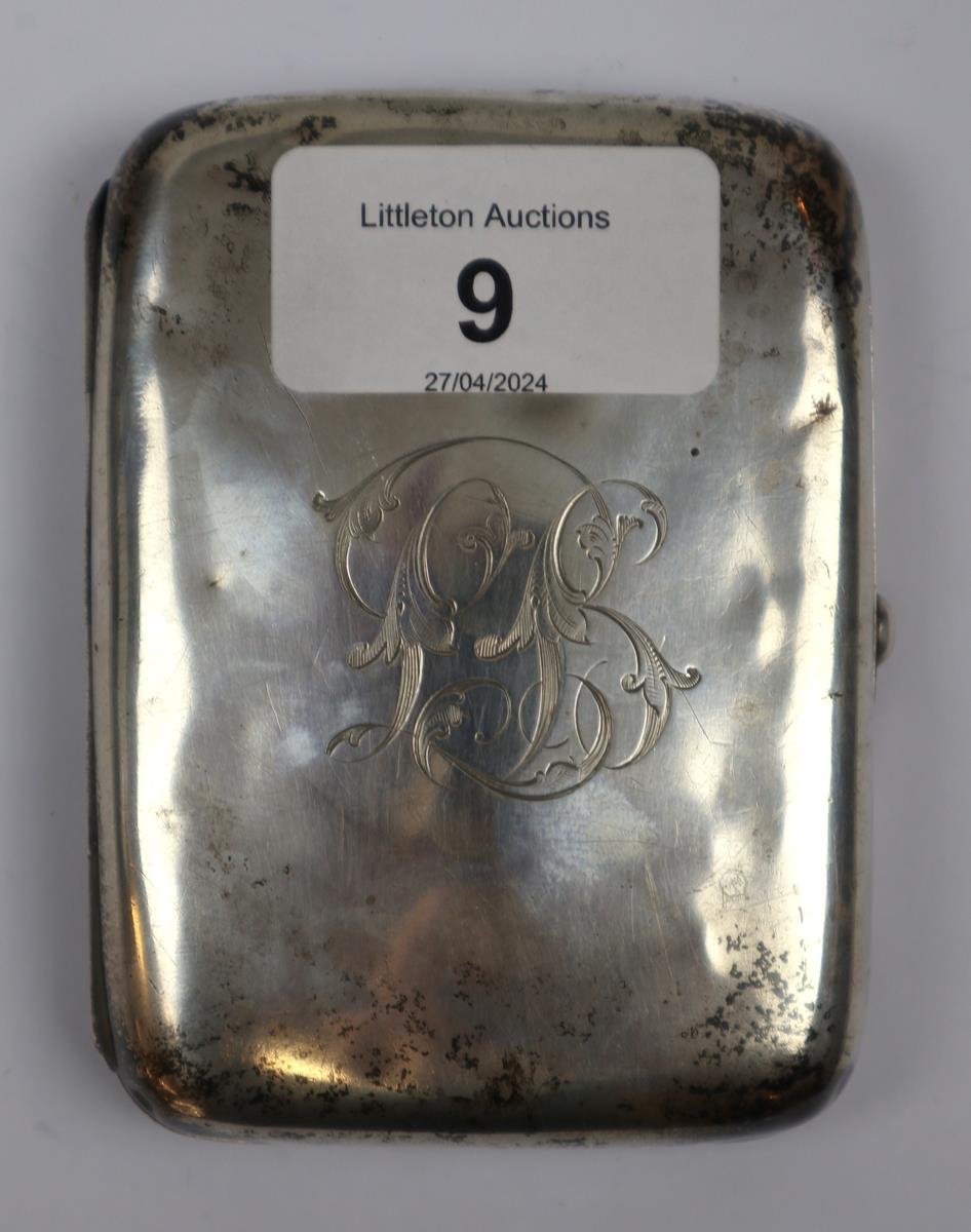 Hallmarked silver hip cigarette case - Approx weight 77g