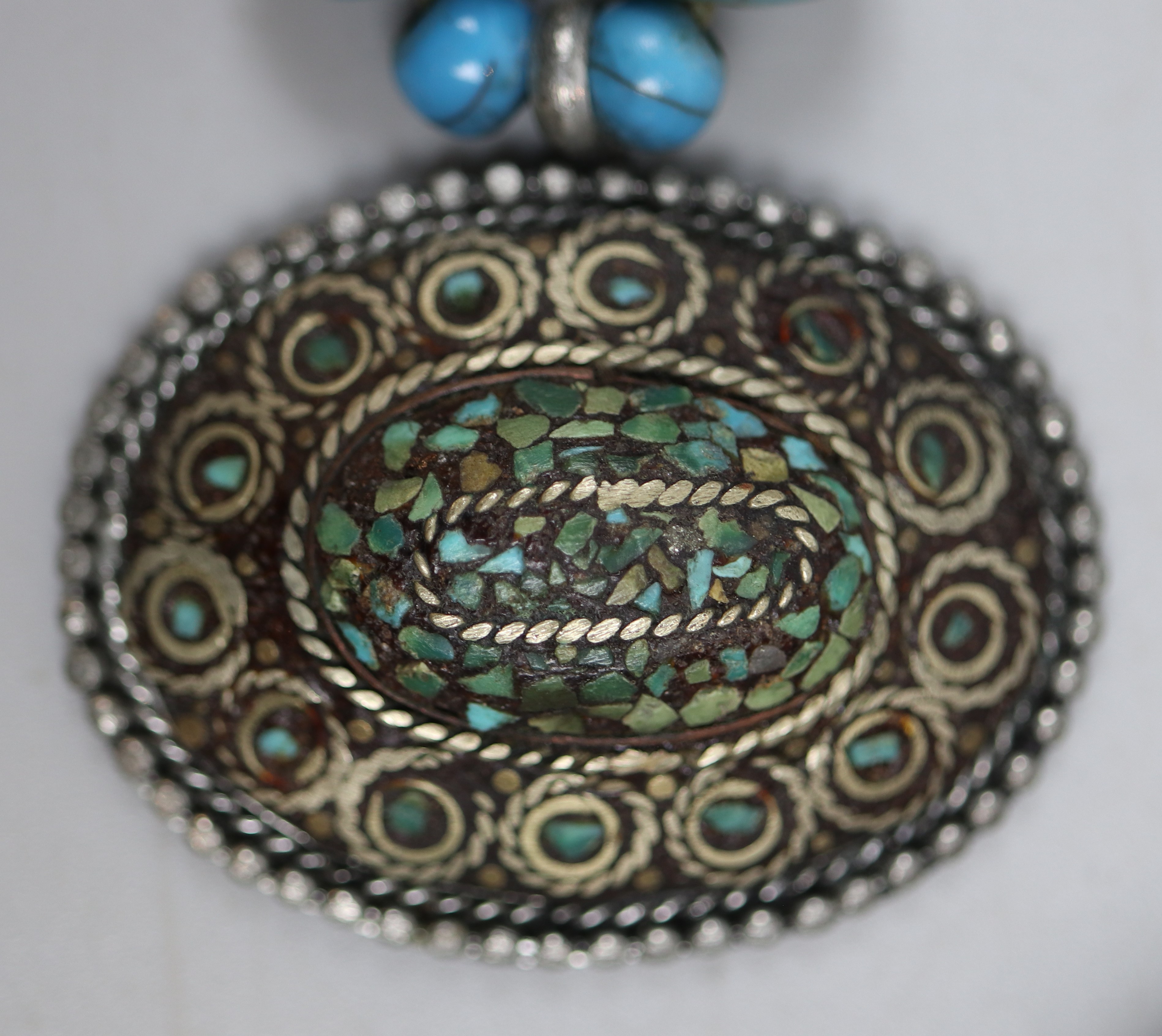 Vintage Himalayan / Tibet silver & turquoise necklaces - Image 2 of 7