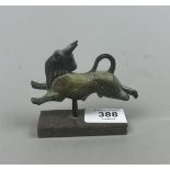 Small bronze bull on marble stand