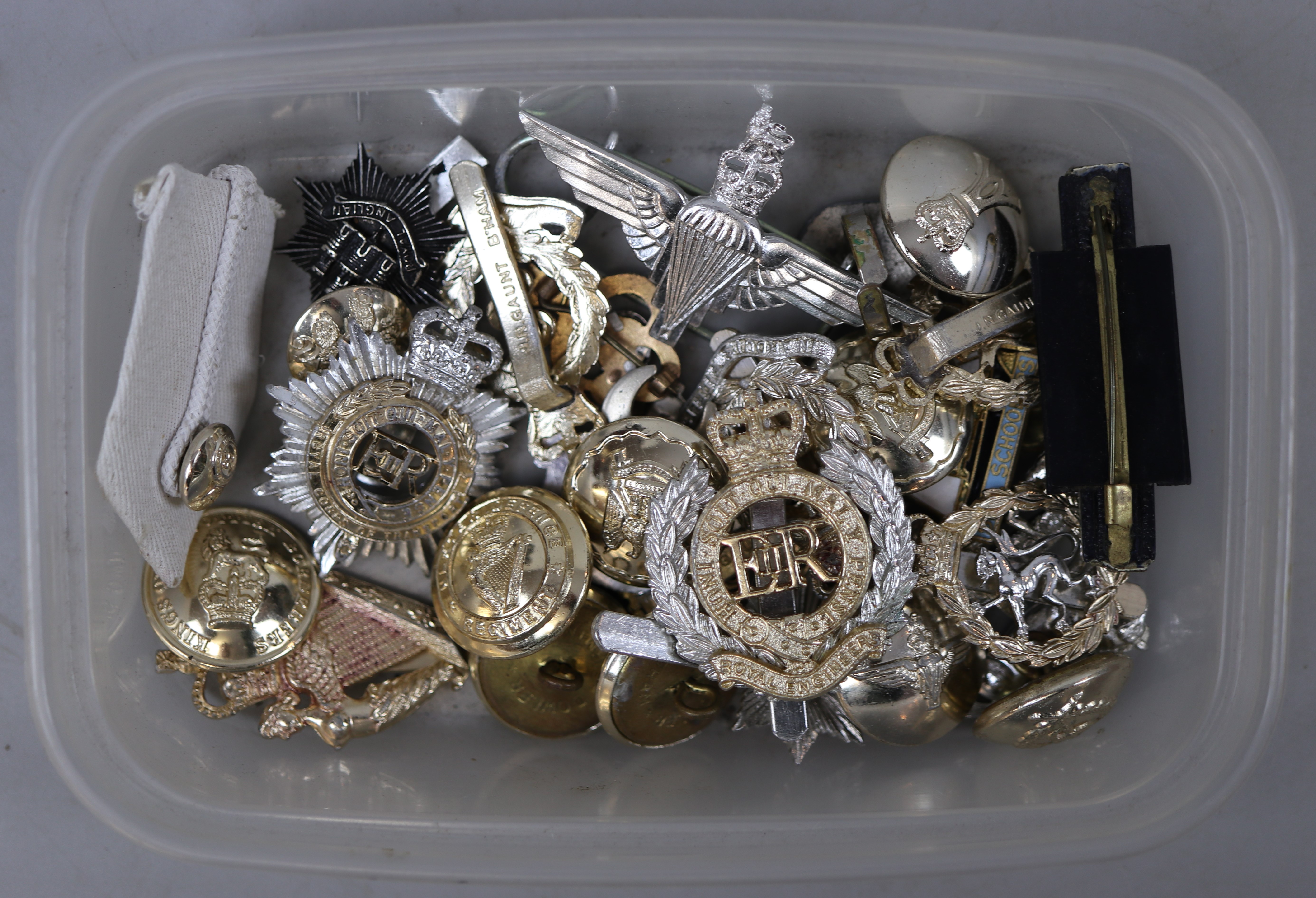 Collection of framed and loose military badges and buttons together with a model of a knights armour - Image 3 of 4