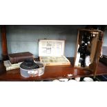 Vintage microscope from Malvern girls school together with slides, book & a Collection of optical