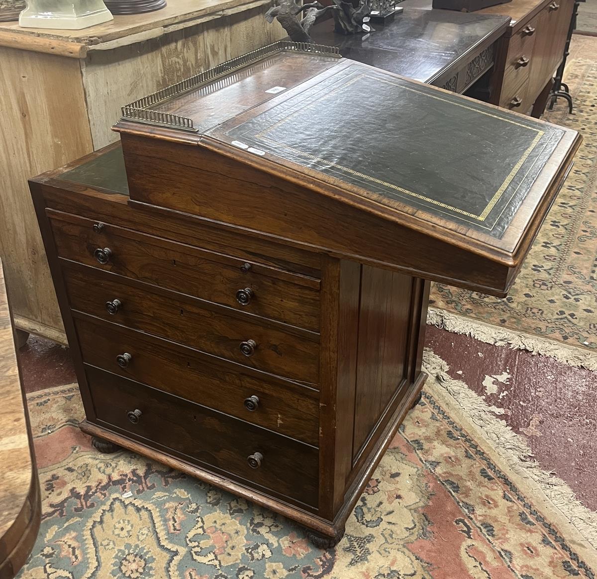 Rosewood sliding top Davenport Circa 1820