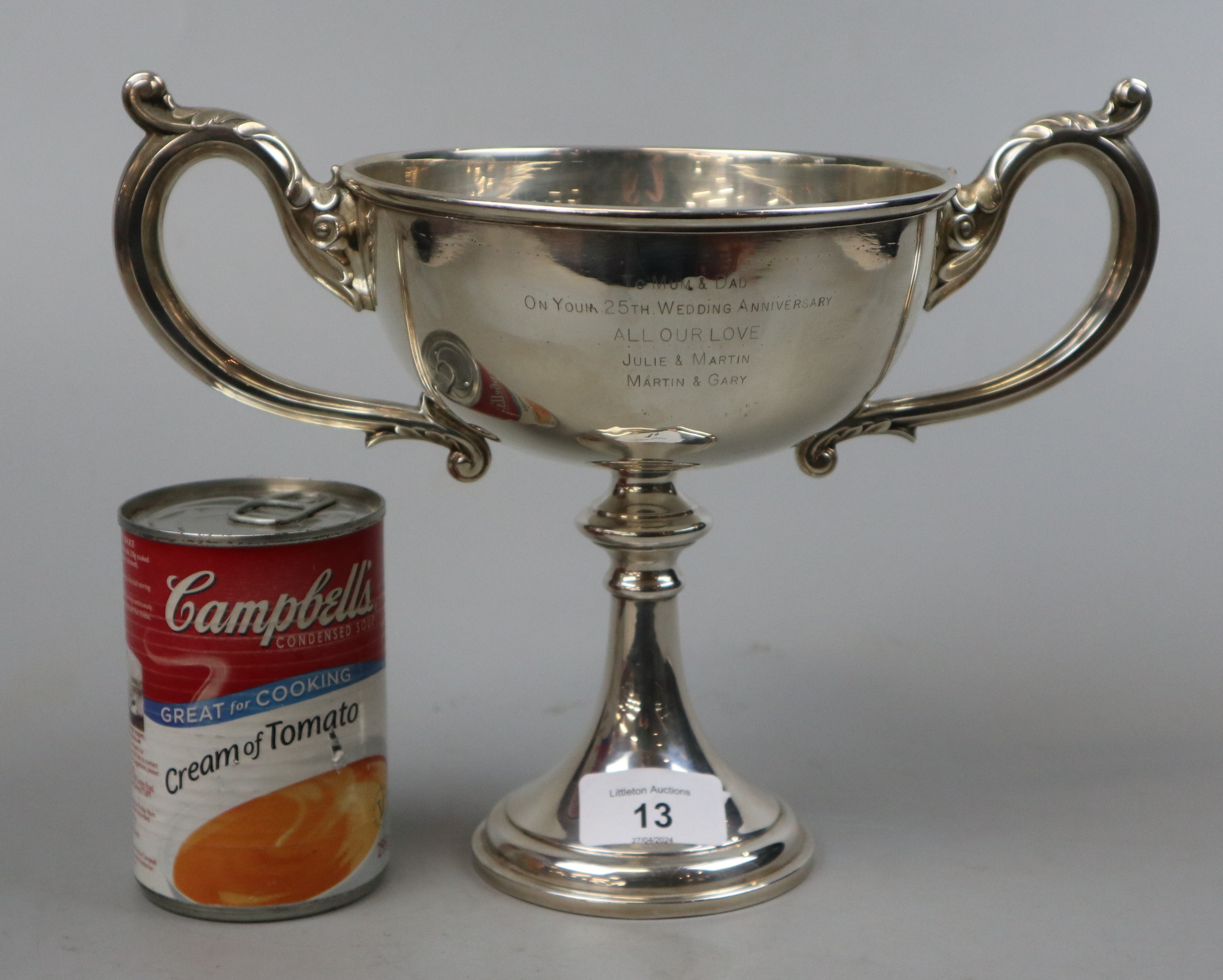 Hallmarked silver trophy - Approx silver weight - 357g - Image 2 of 3