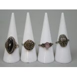 4 silver marcasite rings