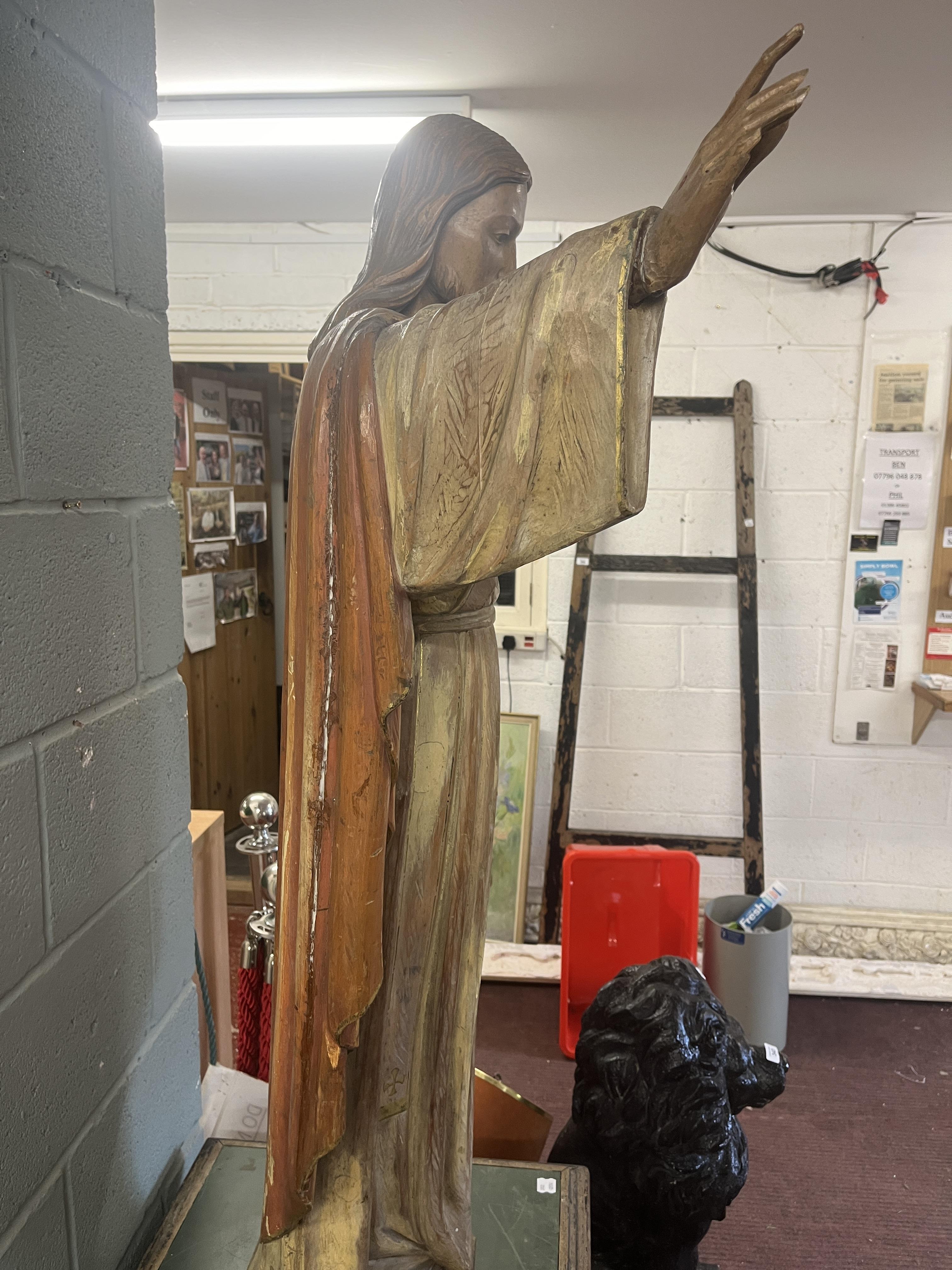Large polychrome Christ on plinth - Approx overall height: 192cm - Image 4 of 4