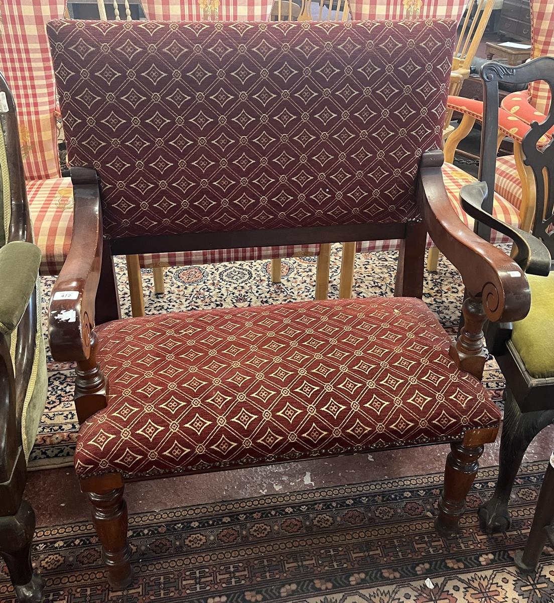 Small upholstered hall bench