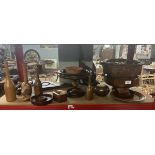 Collection of treen to include burr wood boxes