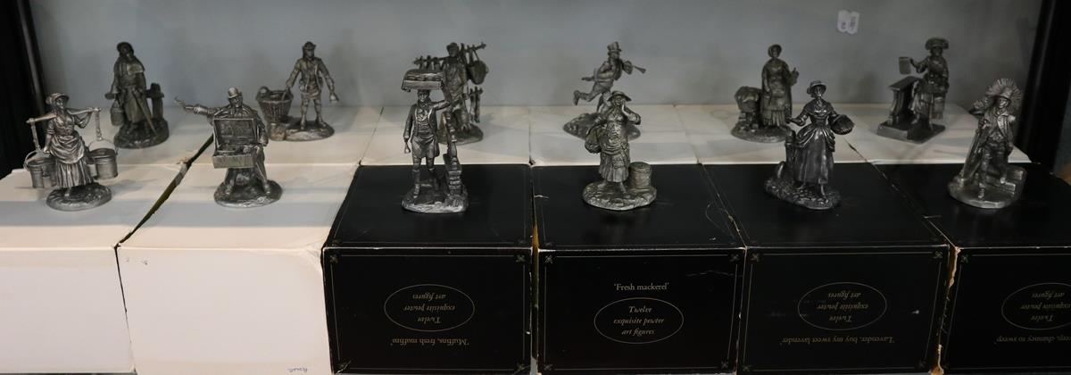 Complete collection of pewter figurines the Cries of London in original boxes