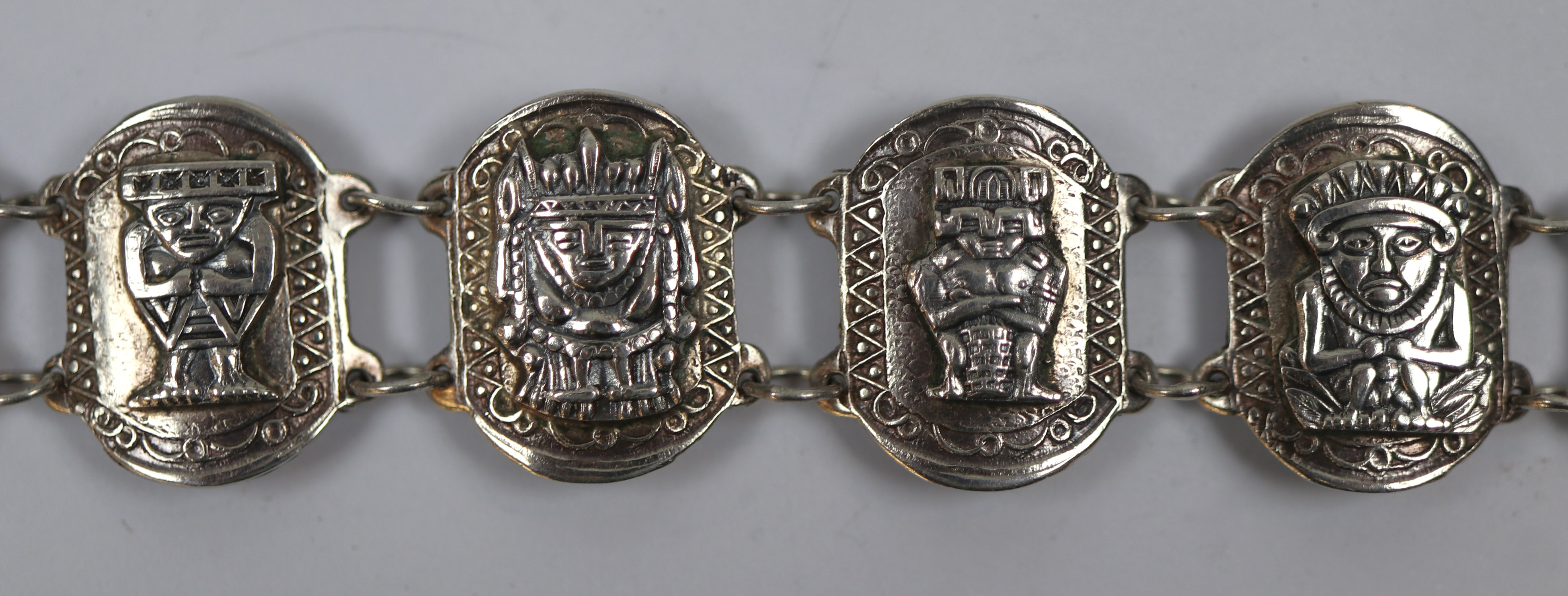Vintage Aztec / Mayan design silver bracelet - Image 2 of 2