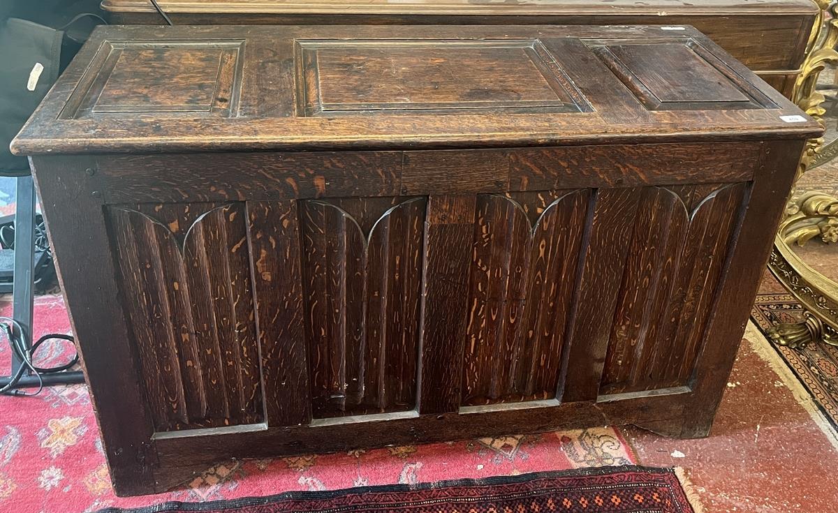 18thC oak coffer with candle box - Approx size: W: 120cm D: 50cm H: 71cm