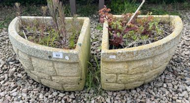 Pair of stone corner planters