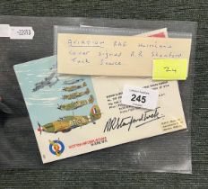 Postcard - Aviation. 1975 RAF Hurricane signed RR Stanford Tuck. Scarce