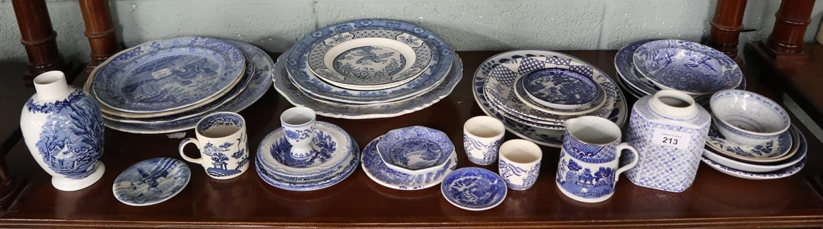 Large quantity of vintage antique blue & white china
