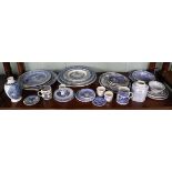 Large quantity of vintage antique blue & white china