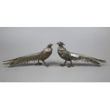 Pair of silver plated pheasents
