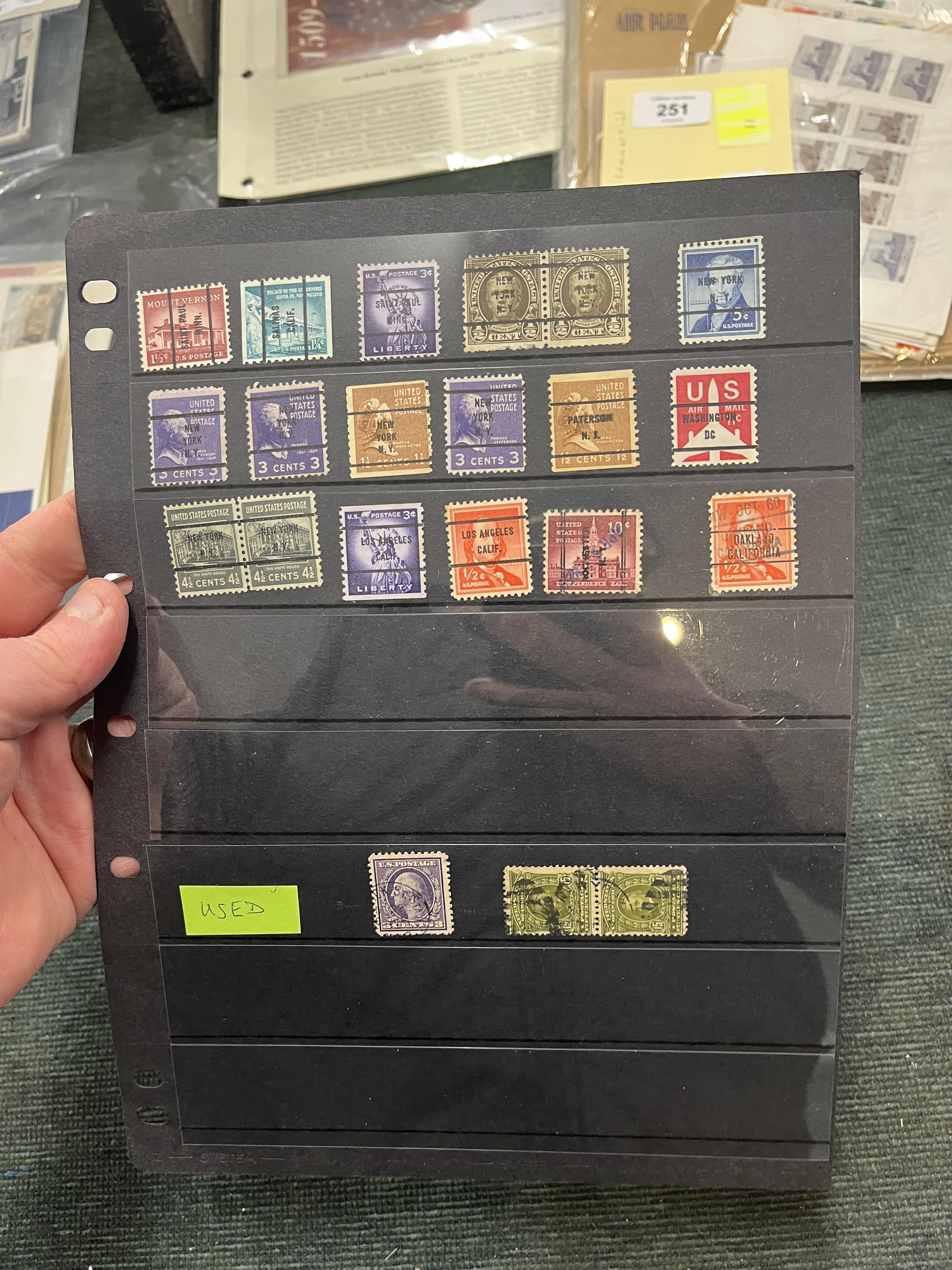 Stamps - USA. Good range of pre-cancels on hanger sheet including 2 inverted (65) - Image 3 of 3