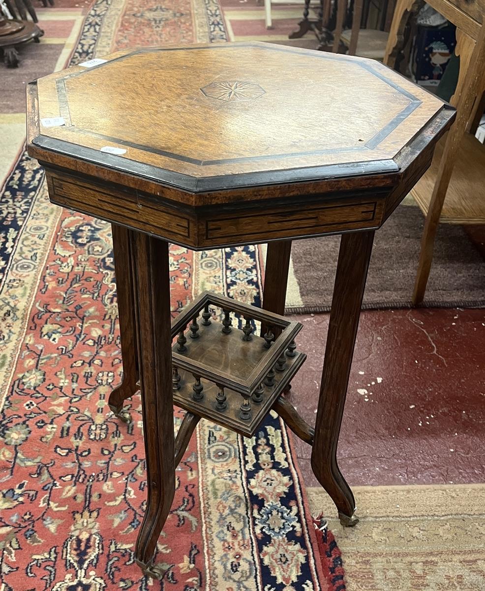 Octagonal 2 tier inlaid occasional table