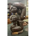 Large wooden Tribal carved figure - Approx height: 85cm