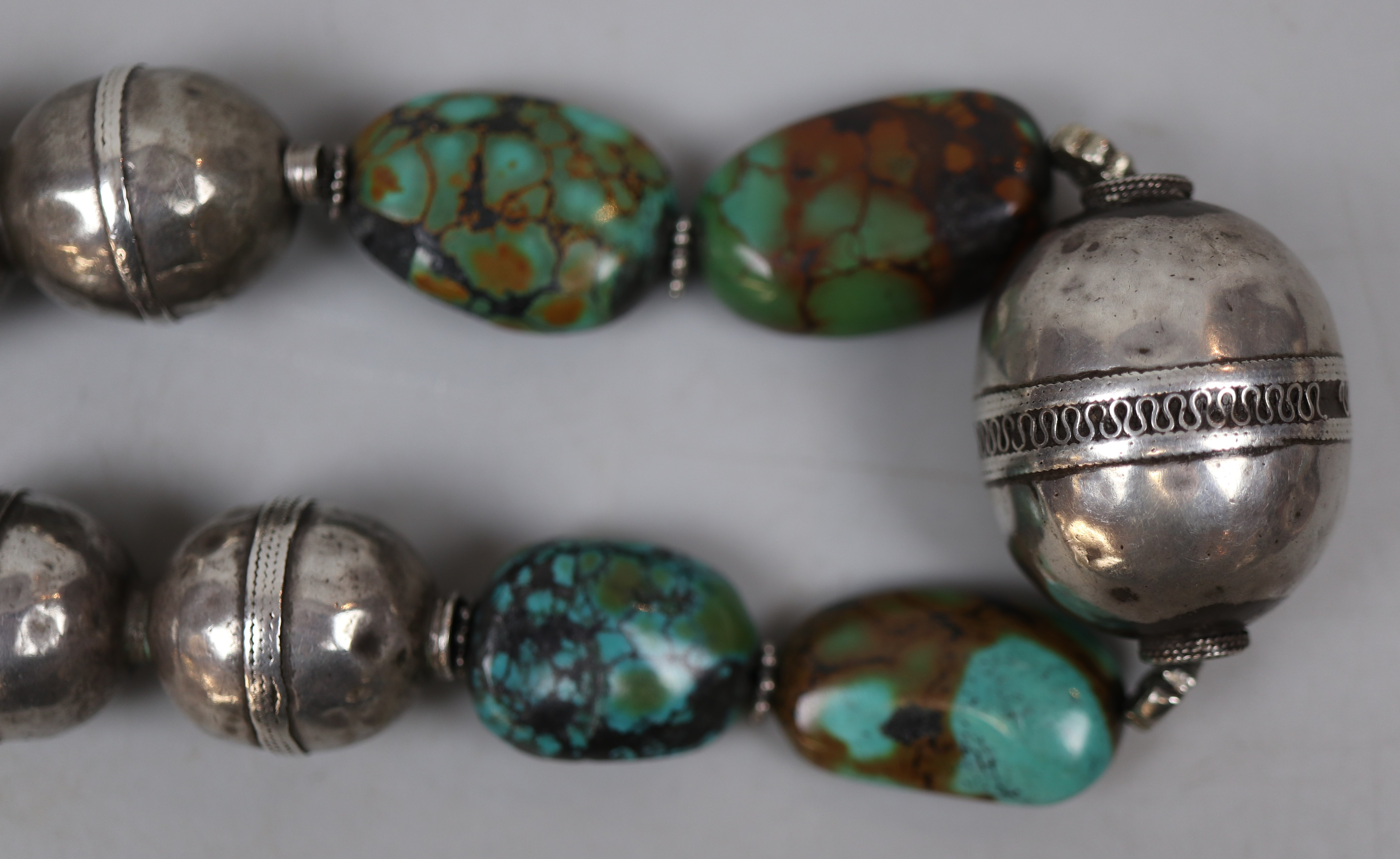 Vintage Himalayan / Tibet silver & turquoise necklaces - Image 7 of 7