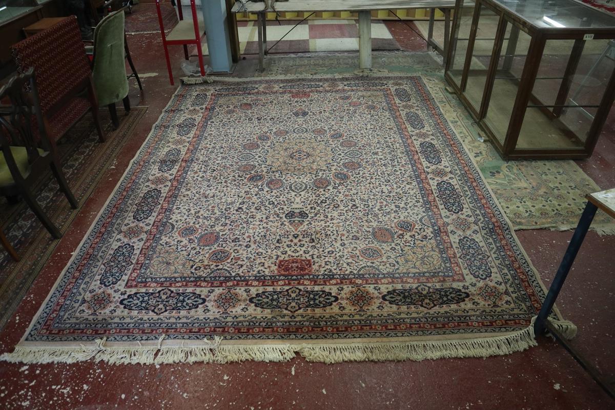 Large hand knotted patterned rug - Approx size: 370cm x 275cm