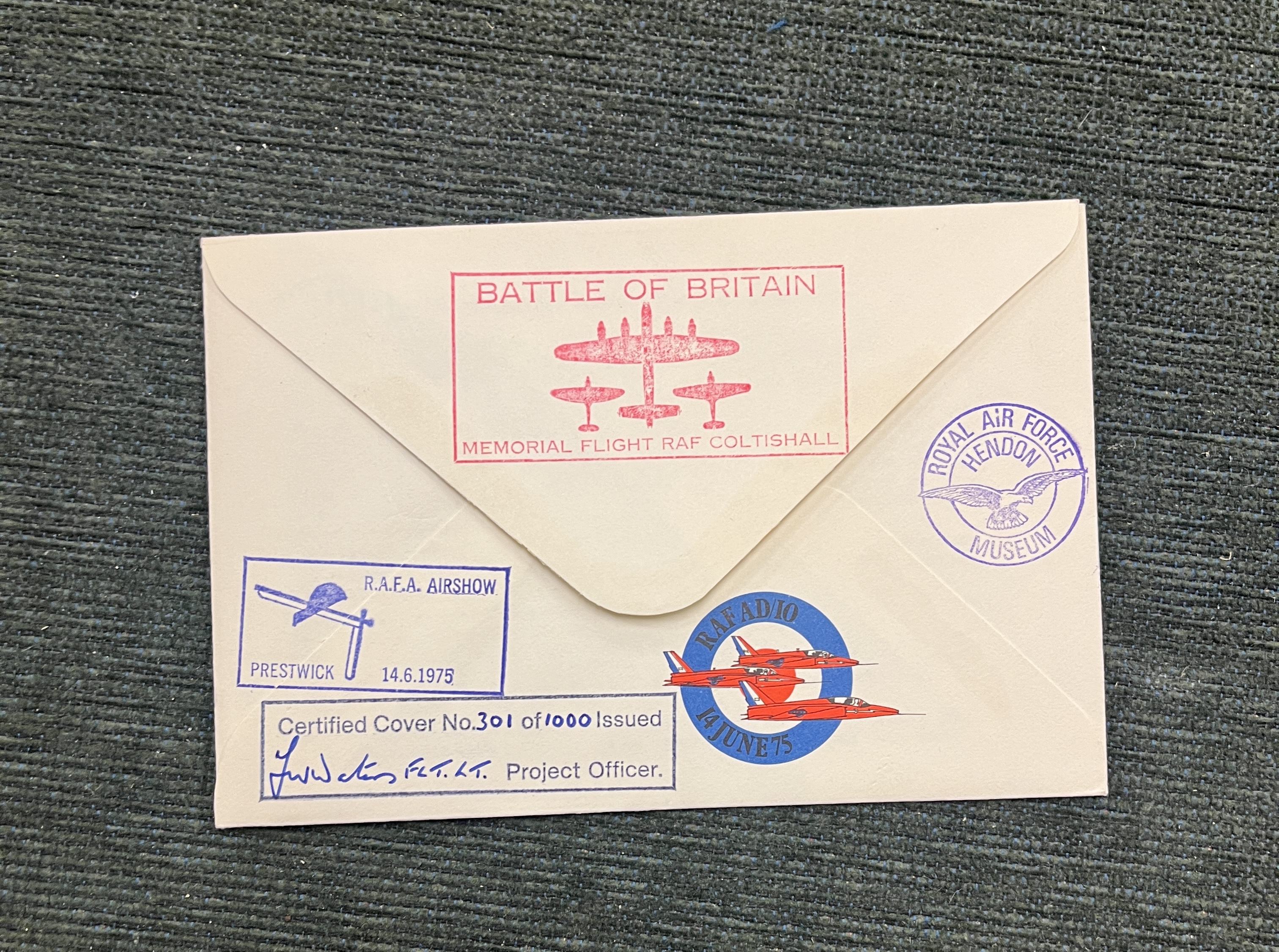 Postcard - Aviation. 1975 RAF Hurricane signed RR Stanford Tuck. Scarce - Image 3 of 4