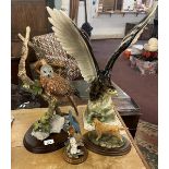 Large ceramic eagle together with 3 Country Artists figurines