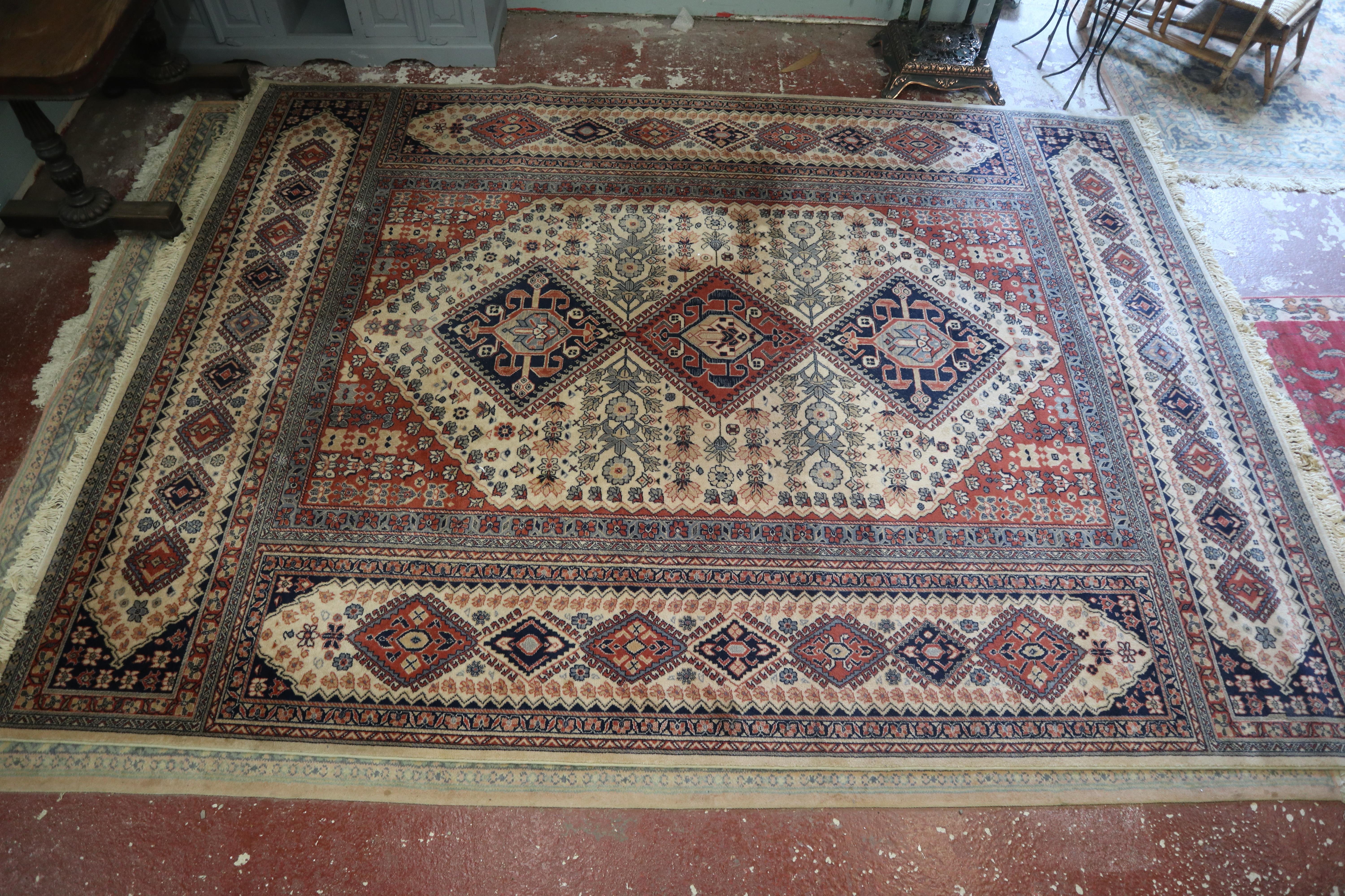 Large hand knotted patterned rug - Approx size: 370cm x 275cm - Image 2 of 3