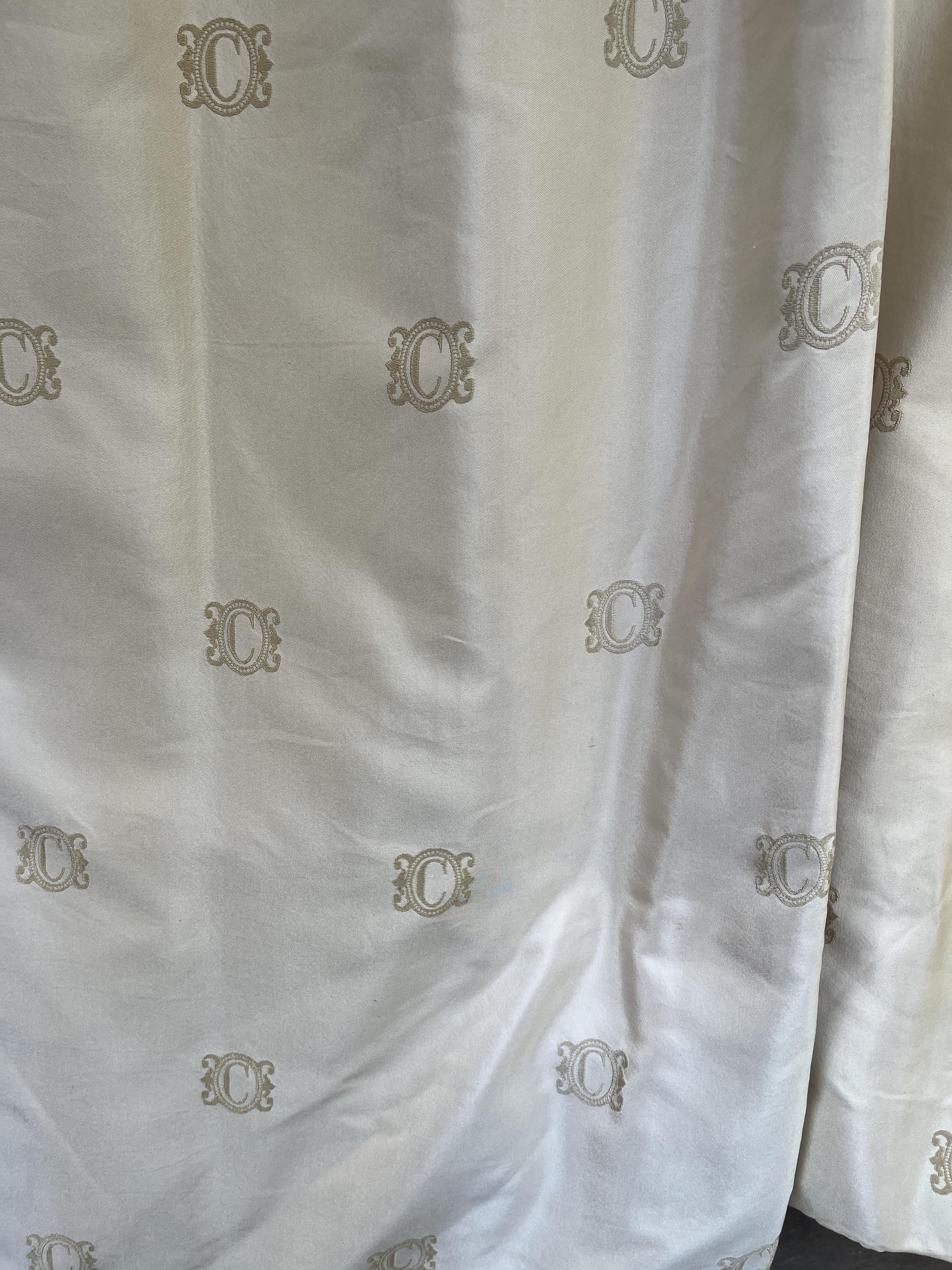 Pair of Clive Christian curtains with liners from stately home - Gold and cream satin and cotton, - Image 2 of 2