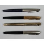 3 Parker pens together with 1 Sheaffer