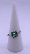 Vintage green stone silver ring