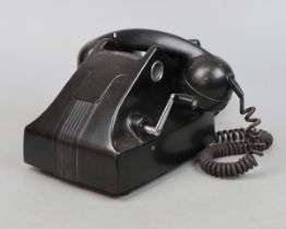 1930s Art Deco Bakelite phone with hand crank