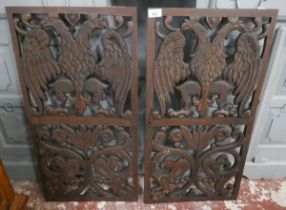 Pair of Victorian double headed eagle (Prussian) door panels - Approx size: 39cm x 74cm