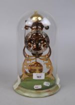 Thwaites & Reed skeleton clock in glass dome with marble base