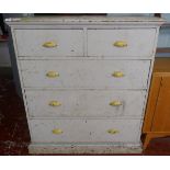 Vintage painted pine 2 over 3 chest of drawers - Approx size: W: 111cm D: 47cm H: 125cm