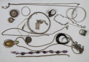 Nice collection of silver jewellery to include necklaces, bracelets etc