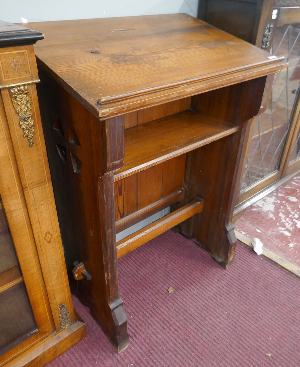 Pitch pine lectern from a chapel in Warwickshire - Image 2 of 4