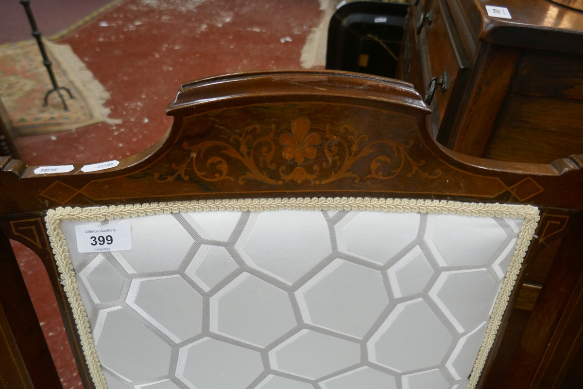 Inlaid upholstered armchair on casters - Image 3 of 4