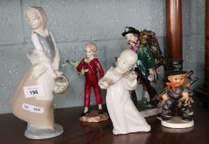 Collection of ceramic figures to Include Royal Worcester Parakeet 3087, Hummel, Nao, Lladro and a
