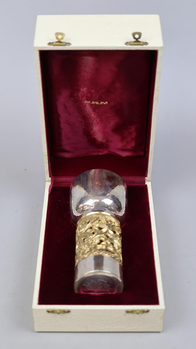 Aurum boxed hallmarked silver and gold plated Hereford Cathedral Goblet - Approx 17cm tall