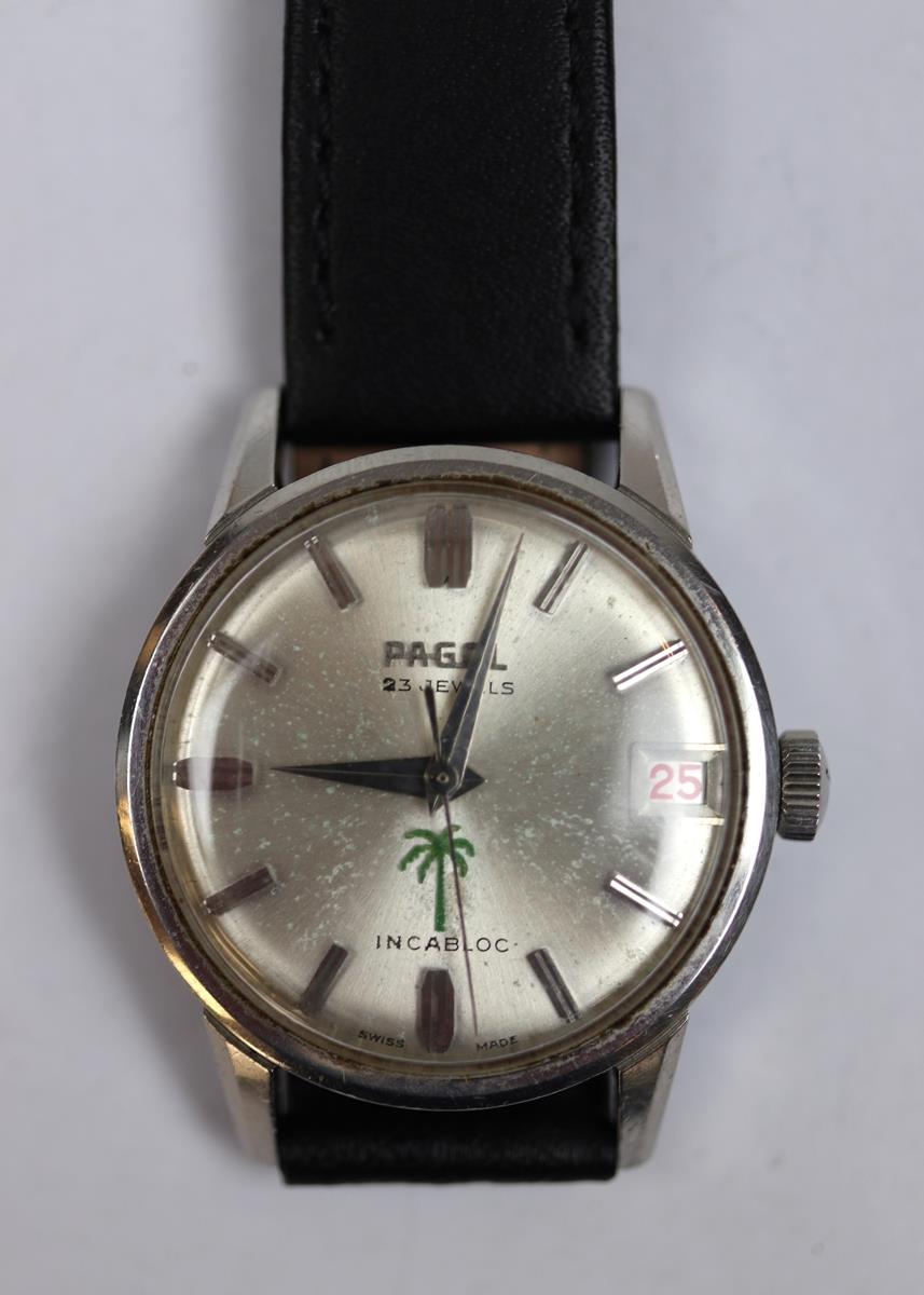 Vintage Swiss made Pagol manual date watch working - Image 2 of 3