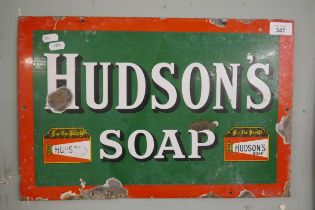Original enamel sign - Hudson Soap - Approx size: 46cm x 30cm