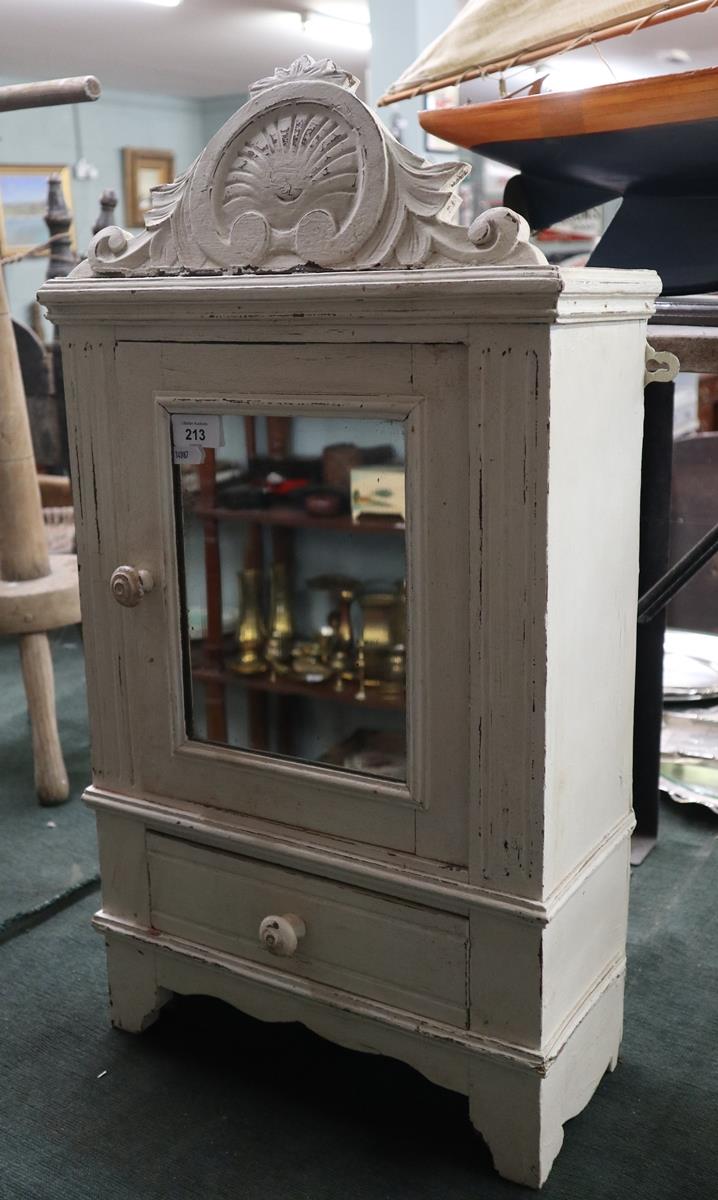 Small mirror front painted cabinet